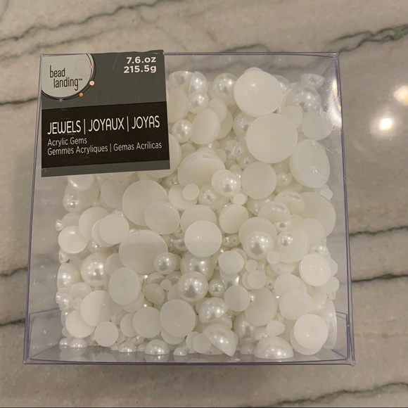 Faux White and Pearl Acrylic Crafting Beads - Picture 2 of 4